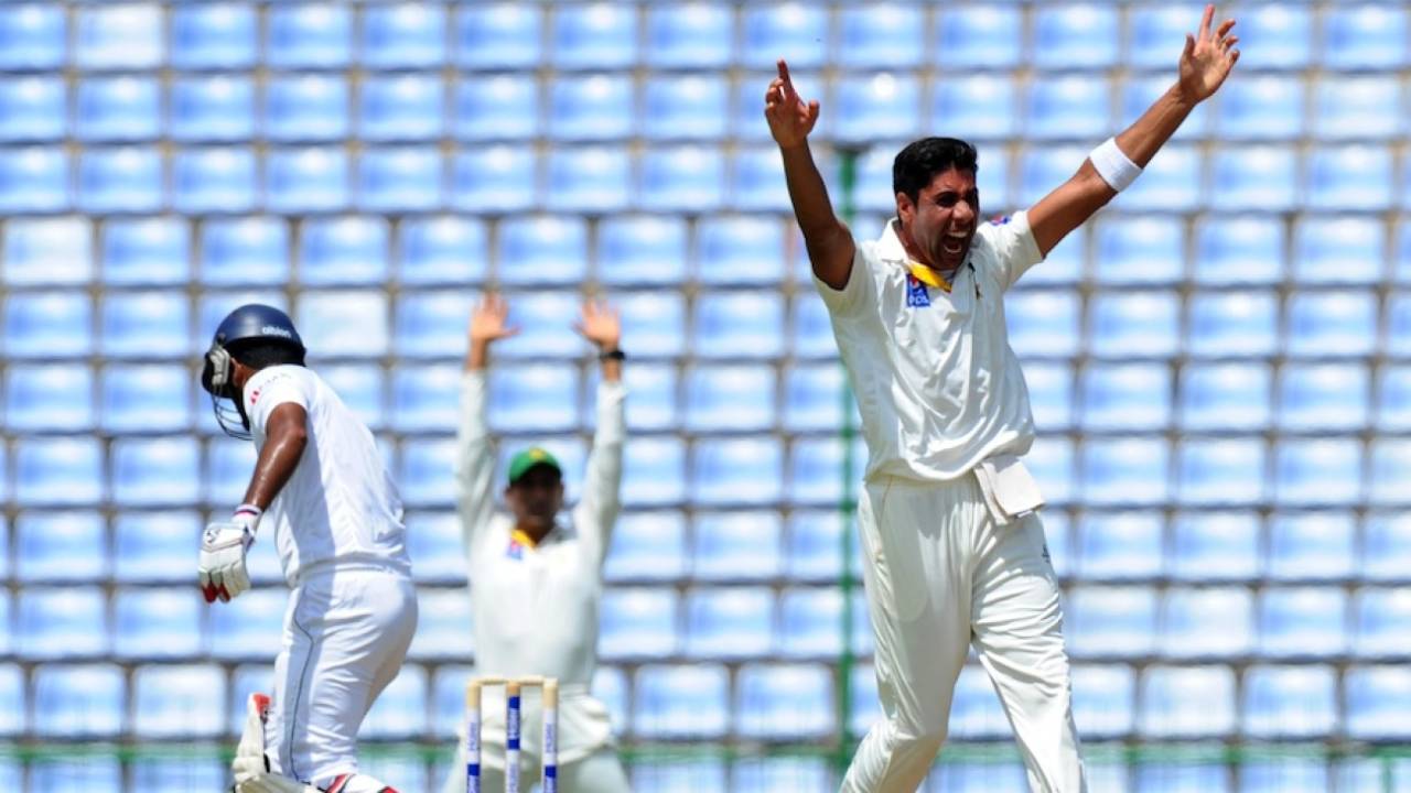 Ehsan Adil appeals unsuccessfully for an lbw, Sri Lanka v Pakistan, 3rd Test, Pallekele, 1st day, July 3, 2015