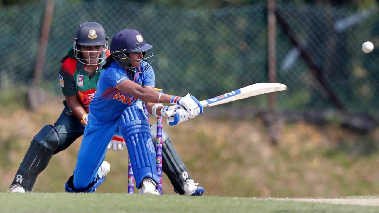 Harmanpreet Kaur sweeps the ball away, Bangladesh v India, Women's Twenty20 Asia Cup, Kuala Lumpur, June 6, 2018