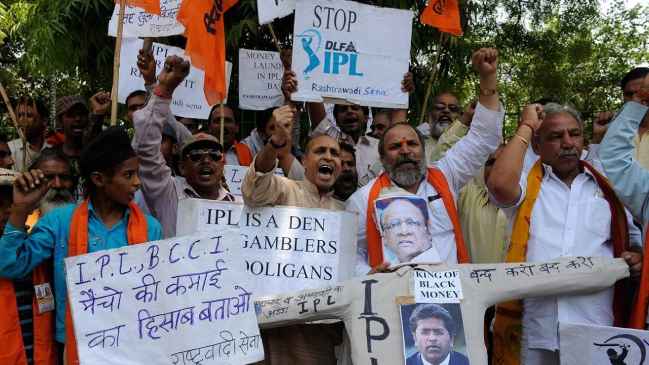Protestors at a demonstration against the IPL, New Delhi, April 24, 2010