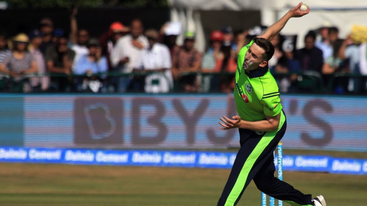 Peter Chase was among the wickets for Ireland. Ireland v India, 1st T20I, Malahide, June 27, 2018