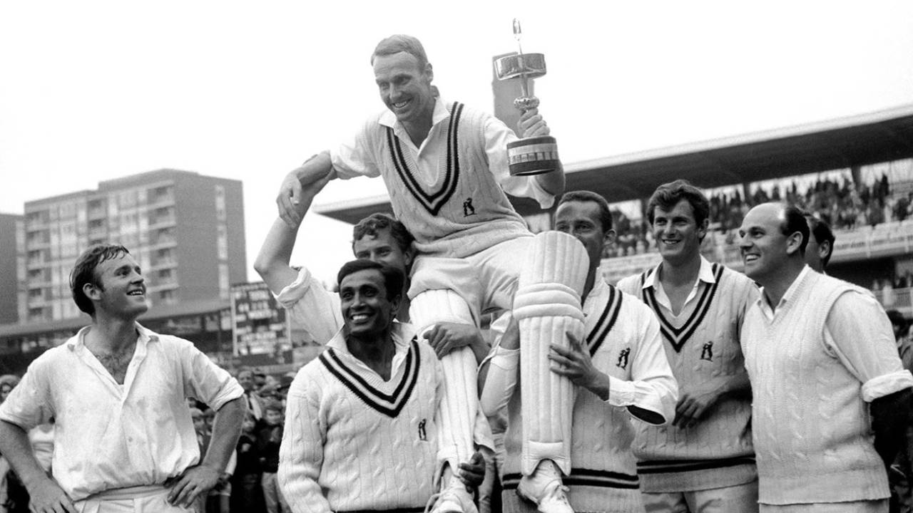 Warwickshire captain Alan Smith is chaired by his team-mates after their title win, Sussex v Warwickshire, Gillette Cup final, Lord's, September 7, 1968