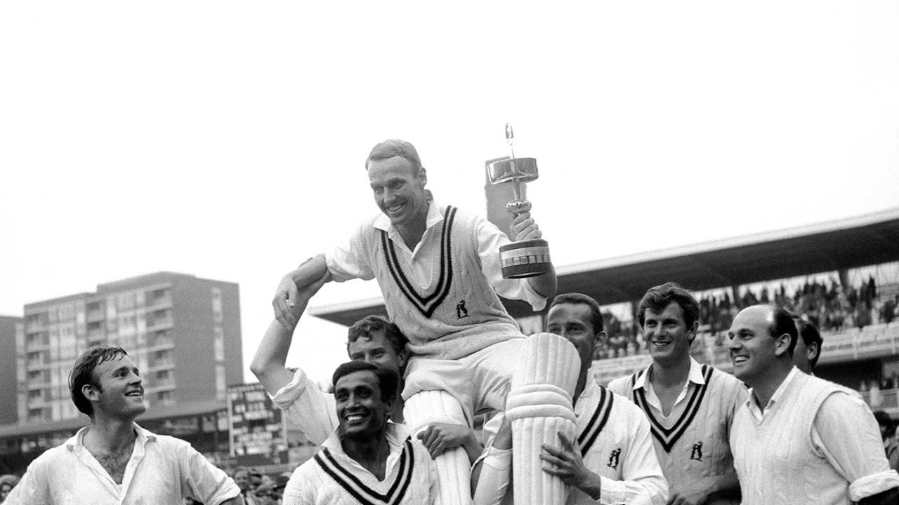 Warwickshire captain Alan Smith is chaired by his team-mates after their title win, Sussex v Warwickshire, Gillette Cup final, Lord's, September 7, 1968