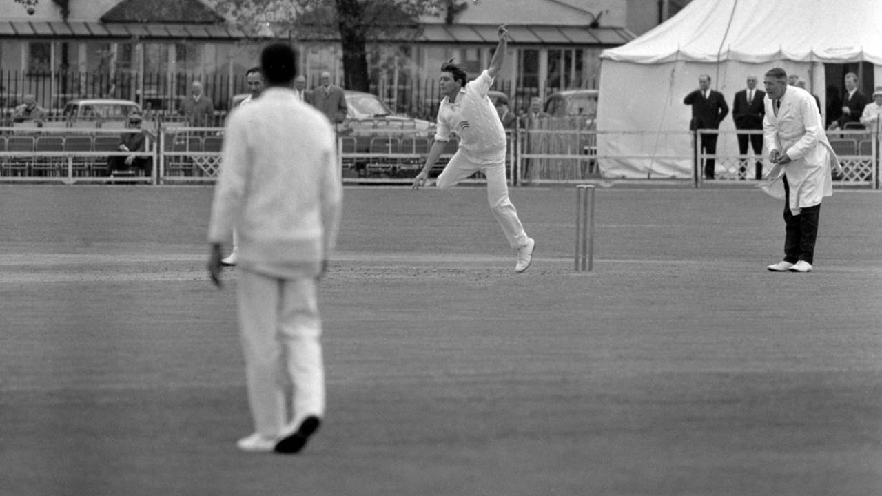 Robin Hobbs bowls, Essex v Glamorgan, County Championship, day three, Valentine's Park, Ilford, June 3, 1968