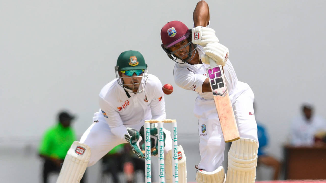 Shai Hope drives down the ground, West Indies v Bangladesh, 1st Test, North Sound, 2nd day, July 5, 2018