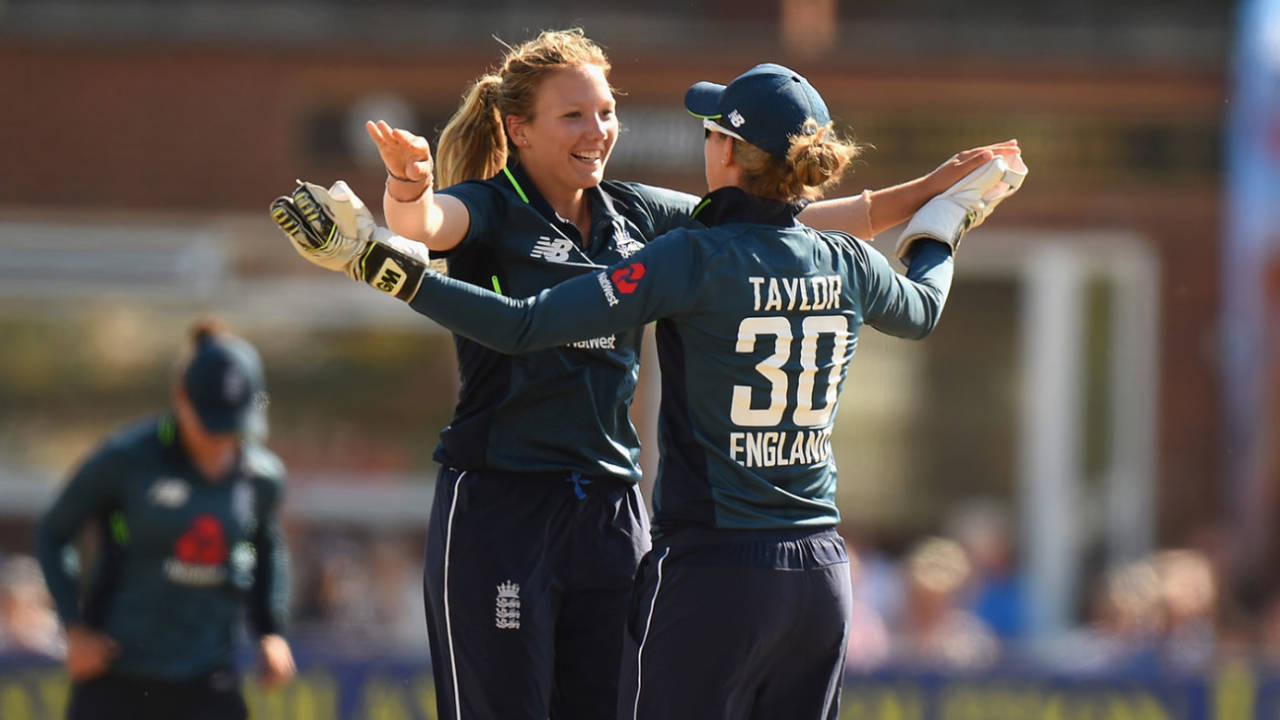 Katie George claimed early wickets for England, England v New Zealand, 2nd Women's ODI, Derby, July 10, 2018
