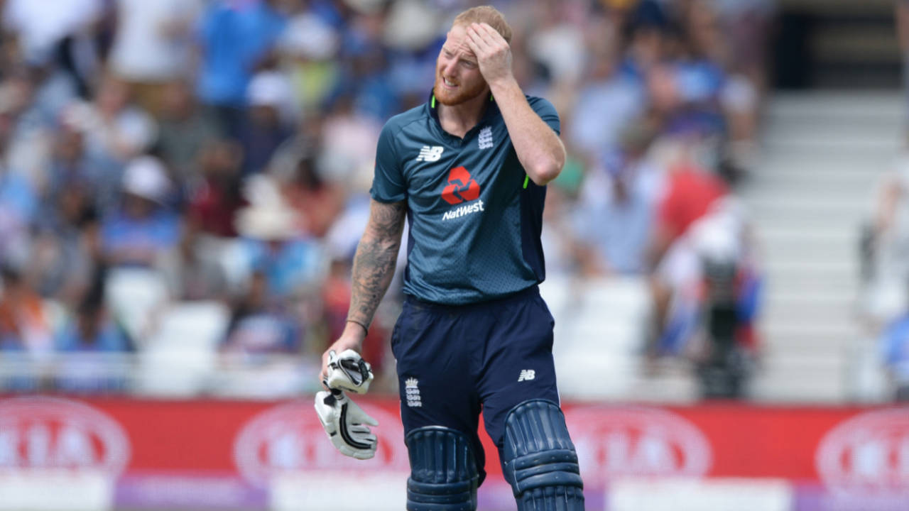 Ben Stokes takes a break between overs, England v India, 1st ODI, Nottingham, July 12, 2018