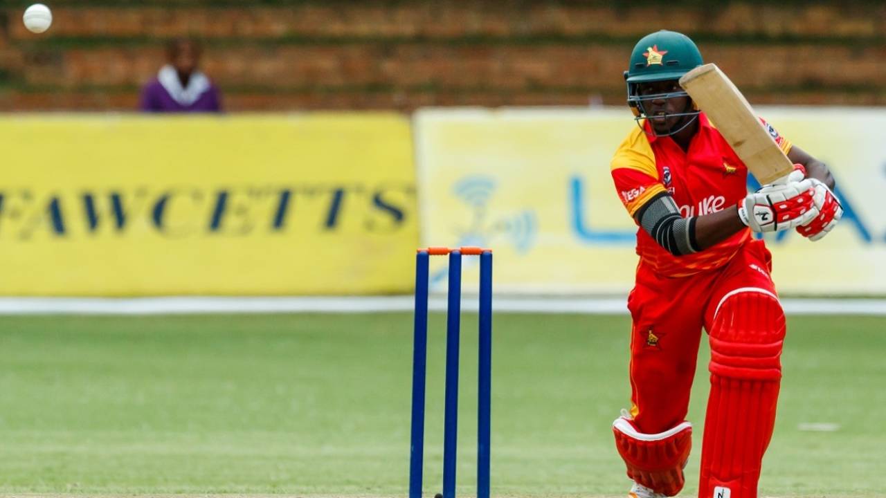 Tarisai Musakanda punches through the off side, Zimbabwe v Pakistan, 1st ODI, Bulawayo, July 13, 2018