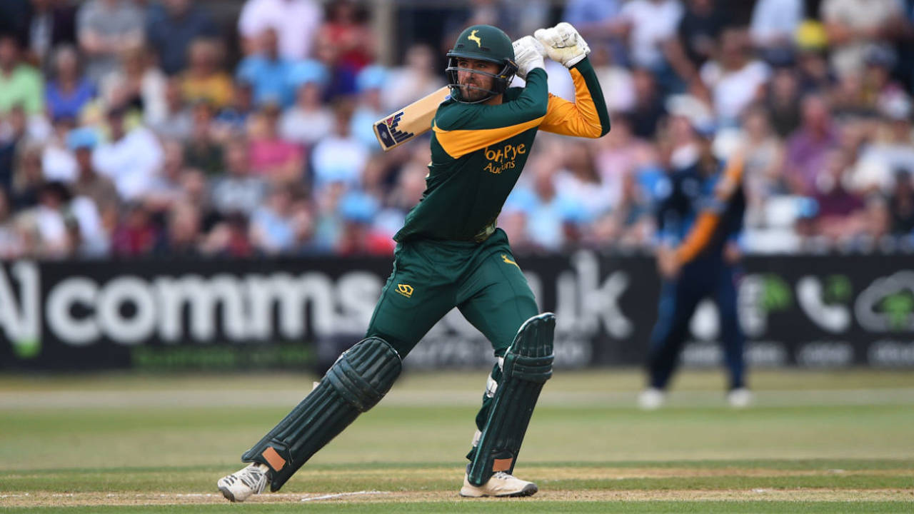 William Fraine bats for Notts, Derbyshire v Nottinghamshire, Vitality T20 Blast, North Group, Derby, July 13, 2018