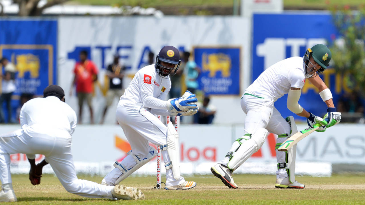 Faf du Plessis was caught at slip, Sri Lanka v South Africa, 1st Test, Galle, 3rd day, July 14, 2018