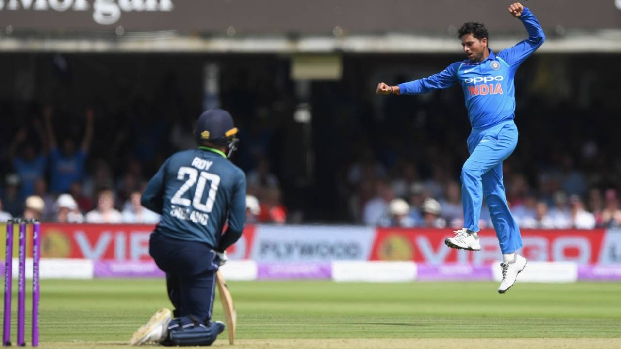 Jason Roy was dumbfounded after falling to Kuldeep Yadav, England v India, 2nd ODI, Lord's, July 14, 2018