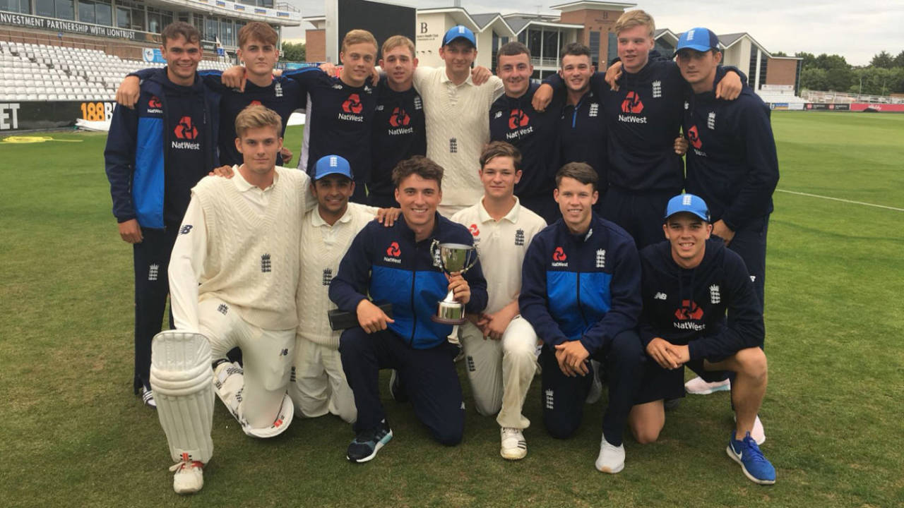 England U-19s celebrate their series victory, England U-19s v South Africa U-19s, 2nd unofficial Test, Chester-le-Street, July 18, 2018