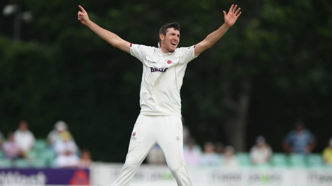 Craig Overton appeals for a wicket, Worcestershire v Somerset, County Championship, New Road, 2nd day, July 23, 2018