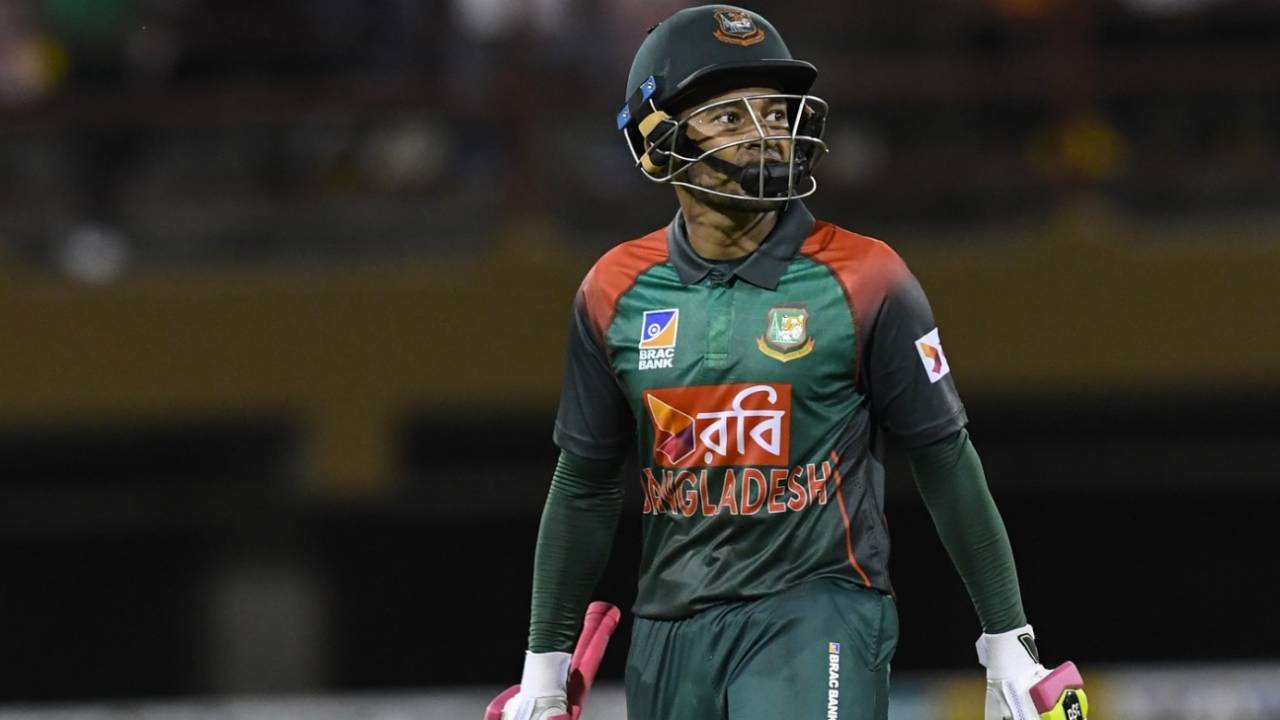 A disappointed Mushfiqur Rahim walks back, West Indies v Bangladesh, 2nd ODI, Guyana, July 25, 2018