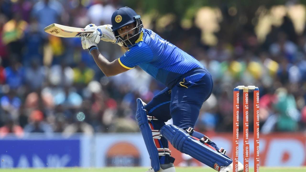 Thisara Perera reaches out and plays behind square, Sri Lanka v South Africa, 1st ODI, Dambulla, July 29, 2018