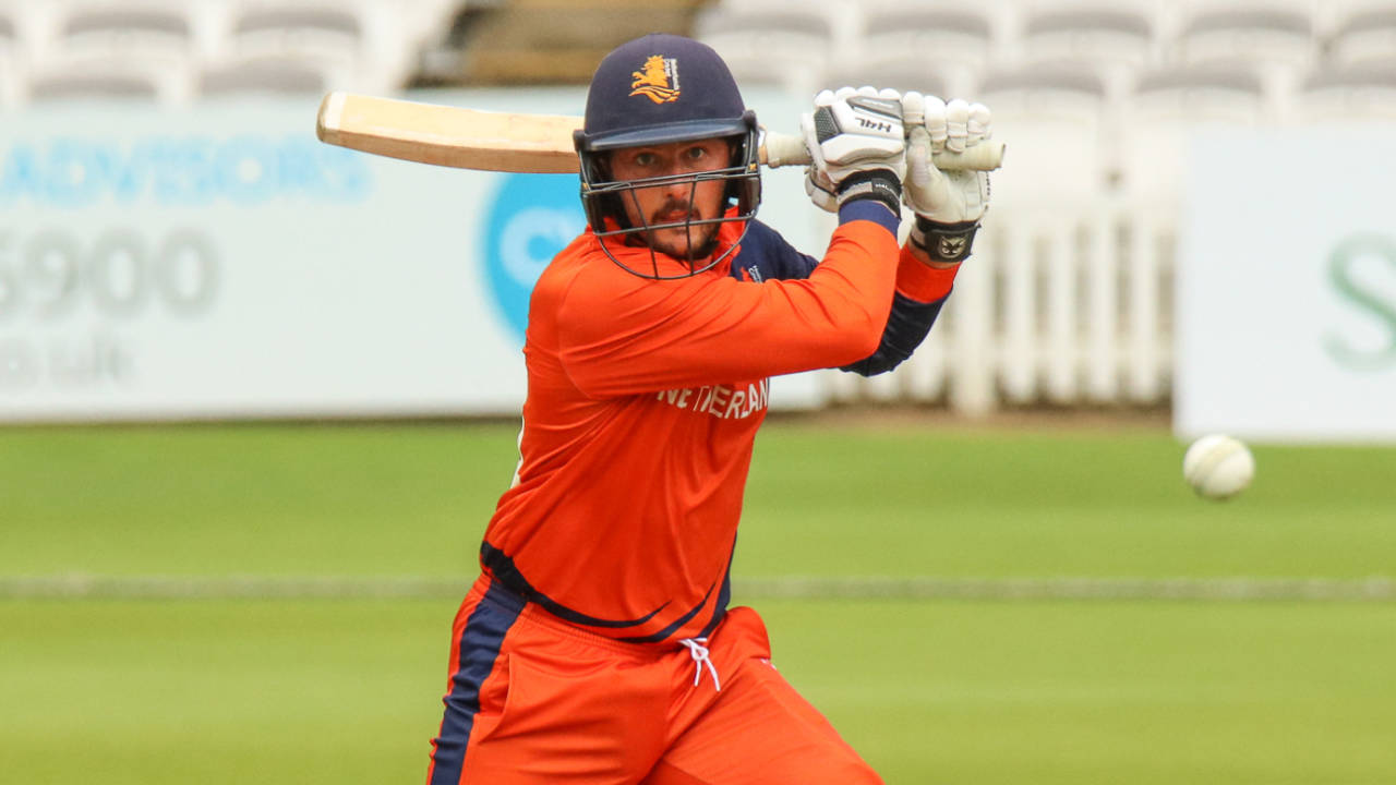 Wesley Barresi hammers a drive through the covers for a boundary, Nepal v Netherlands, MCC Tri-Series, Lord's, July 29, 2018