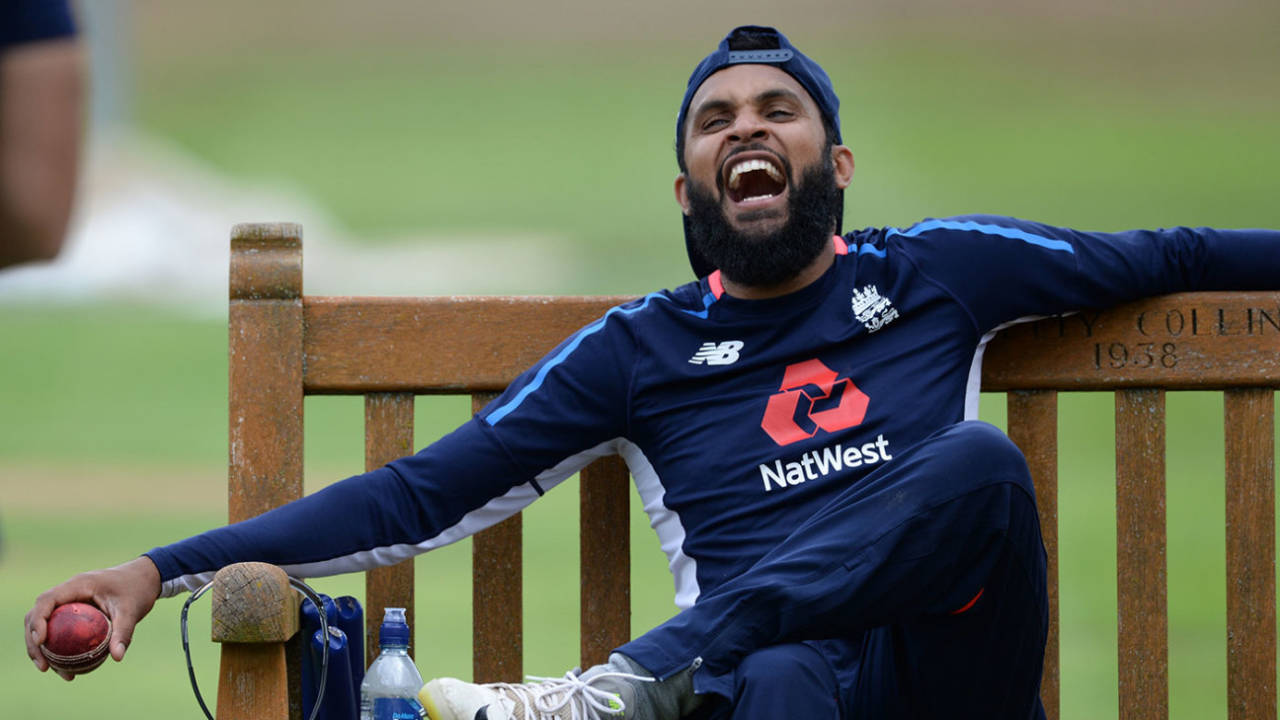 Adil Rashid takes a break at training, Edgbaston, July 30, 2018