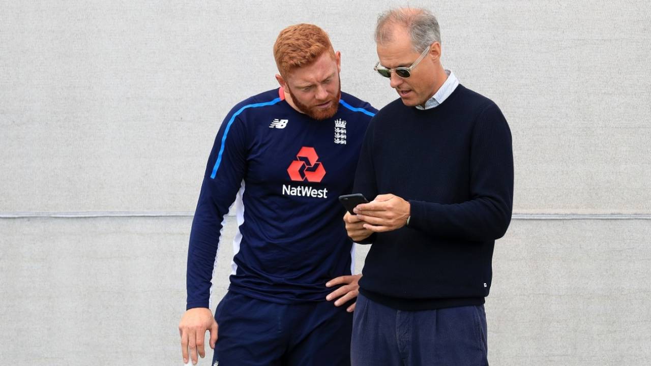 Jonny Bairstow with national team selector Ed Smith, Edgbaston, July 31, 2018