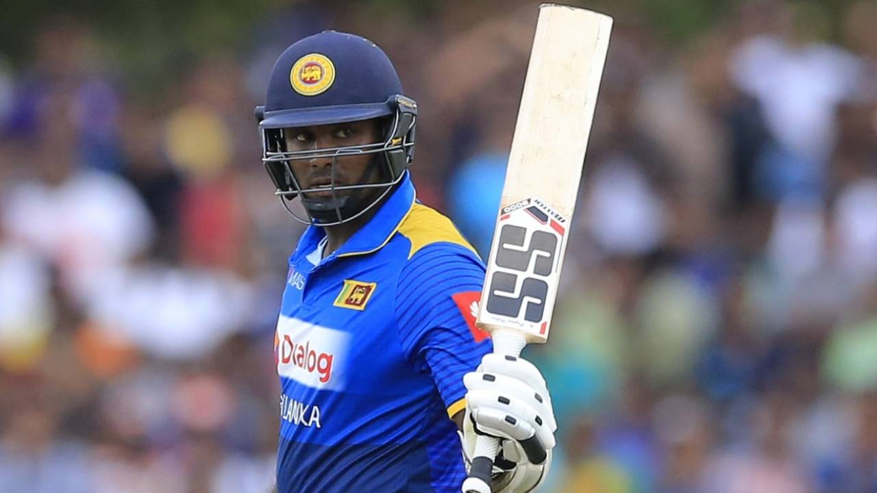 File photo: Angelo Mathews last represented Sri Lanka in white-ball cricket in March 2021&nbsp;&nbsp;&bull;&nbsp;&nbsp;Associated Press