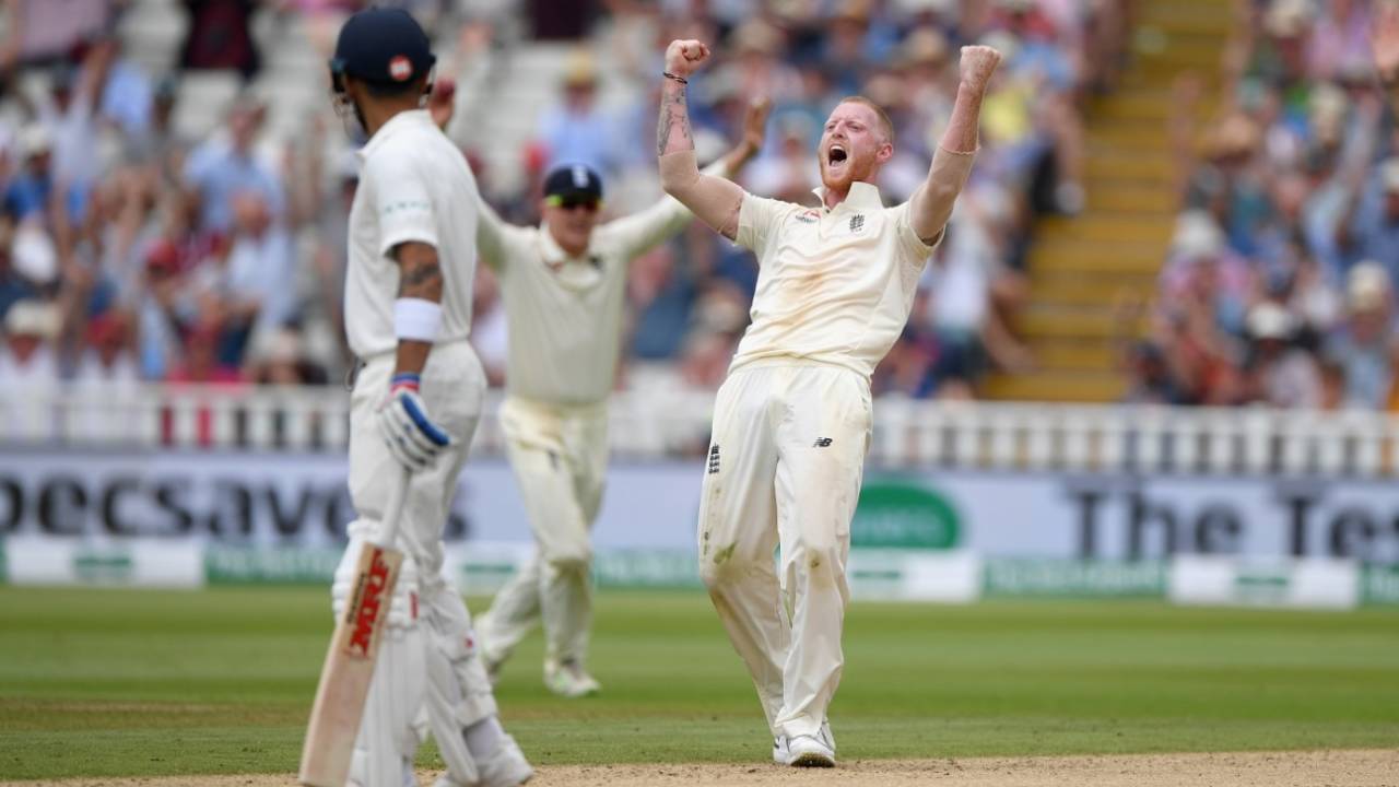 Ben Stokes roars after getting Ajinkya Rahane's wicket, England v India, 1st Test, 2nd day, Edgbaston, 2 August, 2018