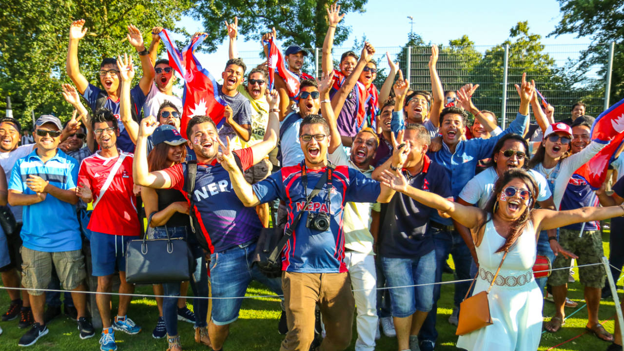 Nepal's traveling fans scream themselves hoarse in victory, Netherlands v Nepal, 2nd ODI, Amstelveen, August 3, 2018