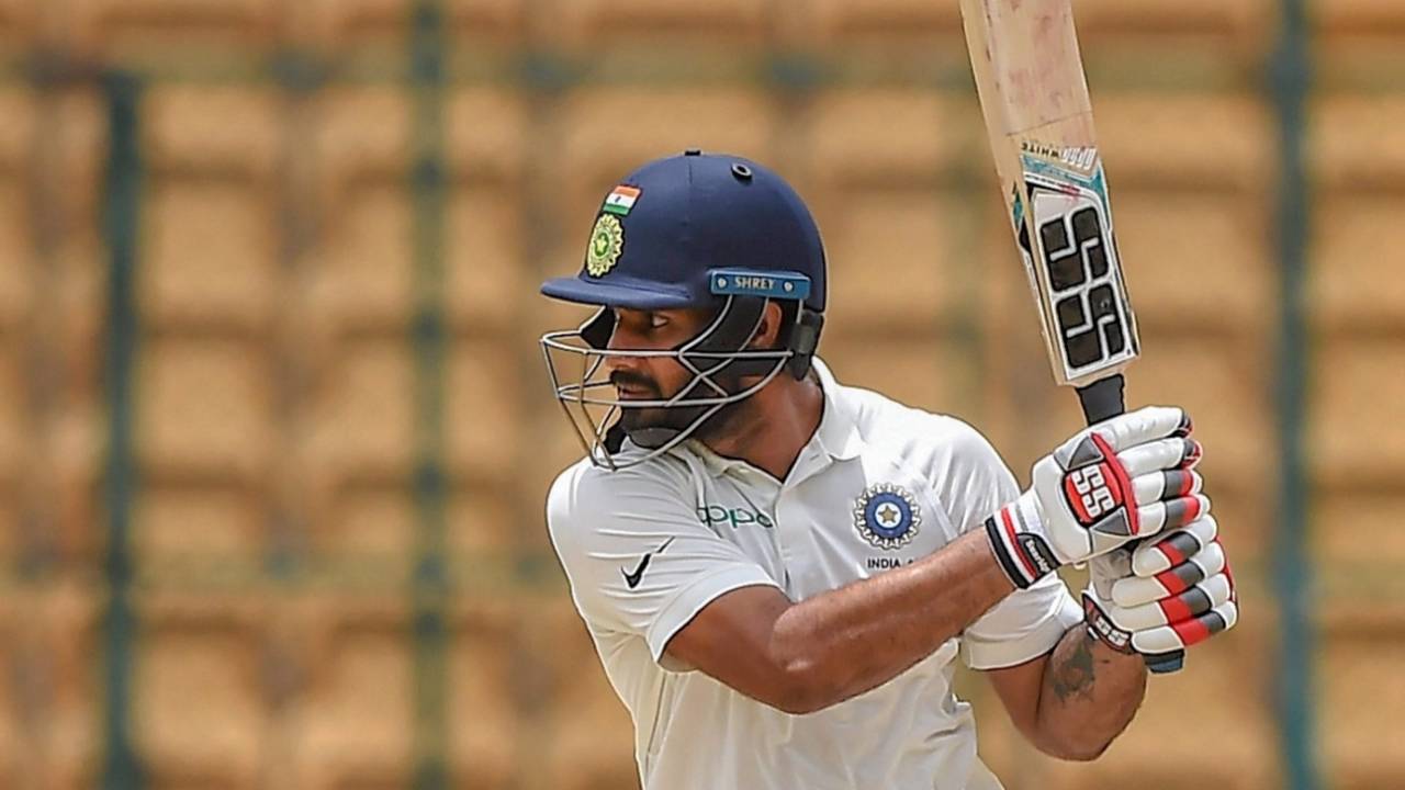 Hanuma Vihari drives the ball square, India A v South Africa A, 2nd unofficial Test, 1st day, Alur, August 10, 2018