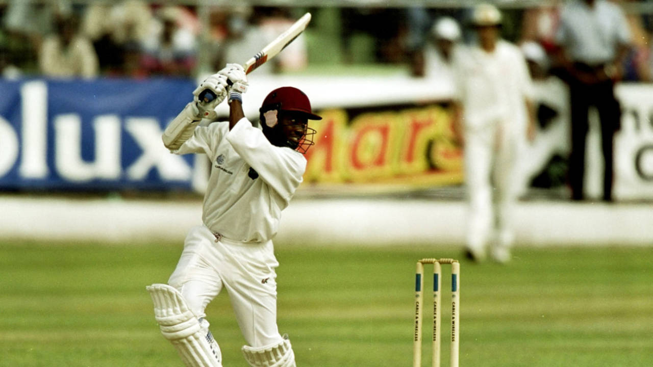 Brian Lara drives, West Indies v Australia, 3rd Test, Barbados, 5th day, March 30, 1999