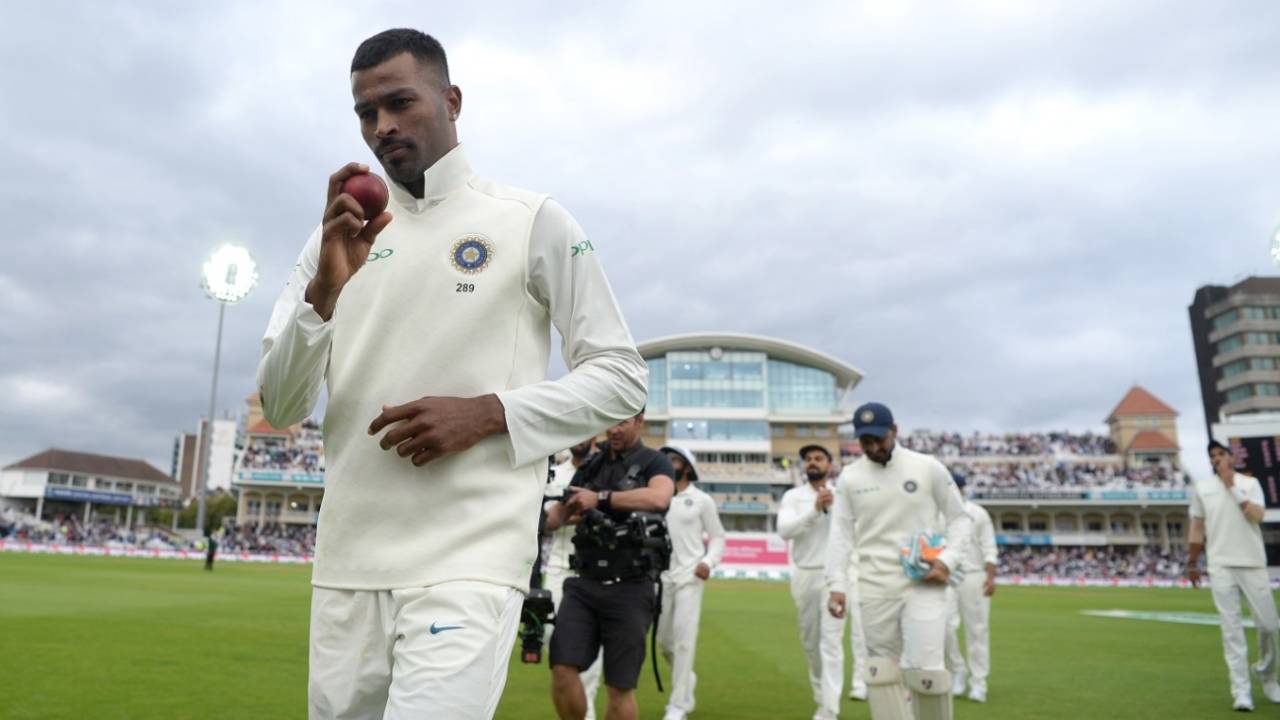 In the spotlight: Hardik Pandya leads India off the field, England v India, 3rd Test, Trent Bridge, 2nd day, August 19, 2018
