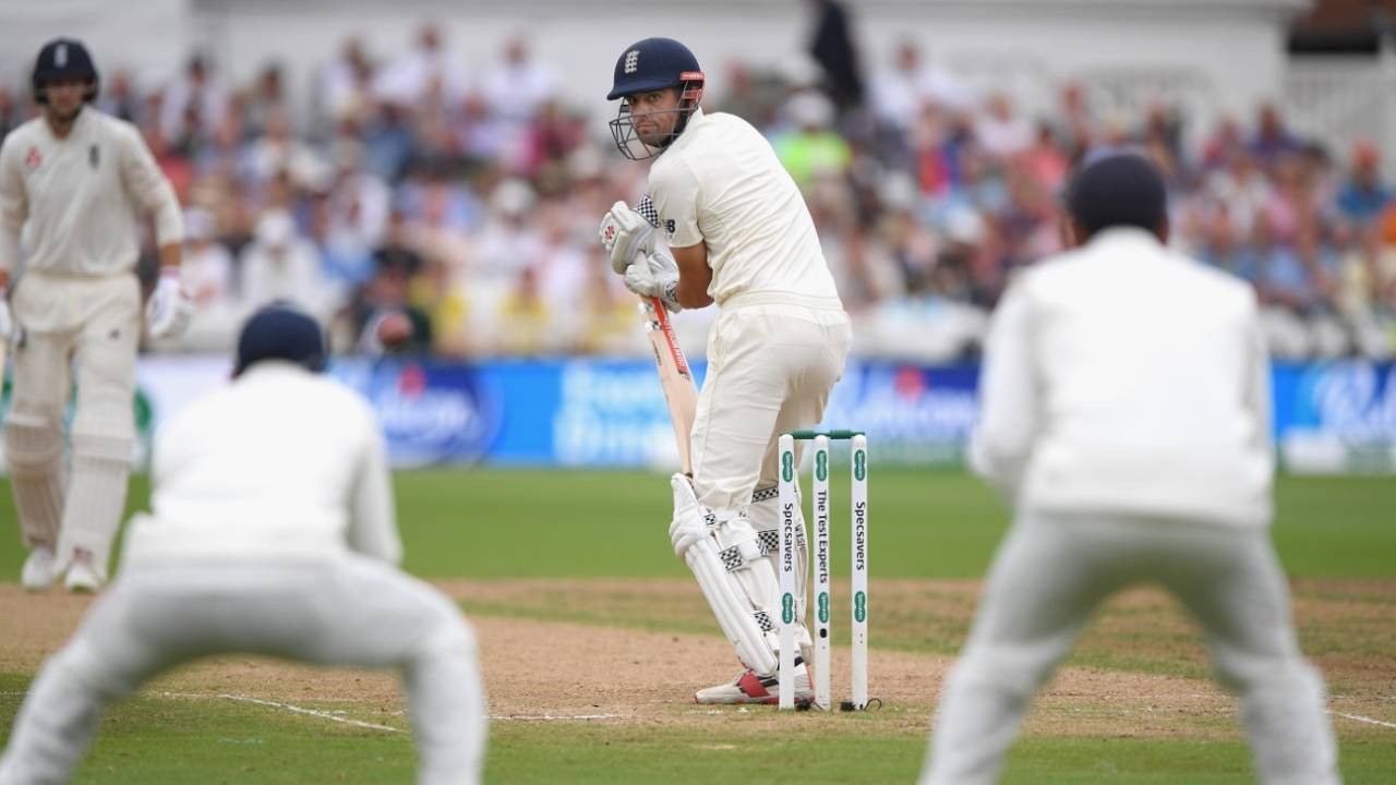 Alastair Cook watches as his outside edge is about to be pouched, England v India, 3rd Test, Trent Bridge, 4th day, August 21, 2018