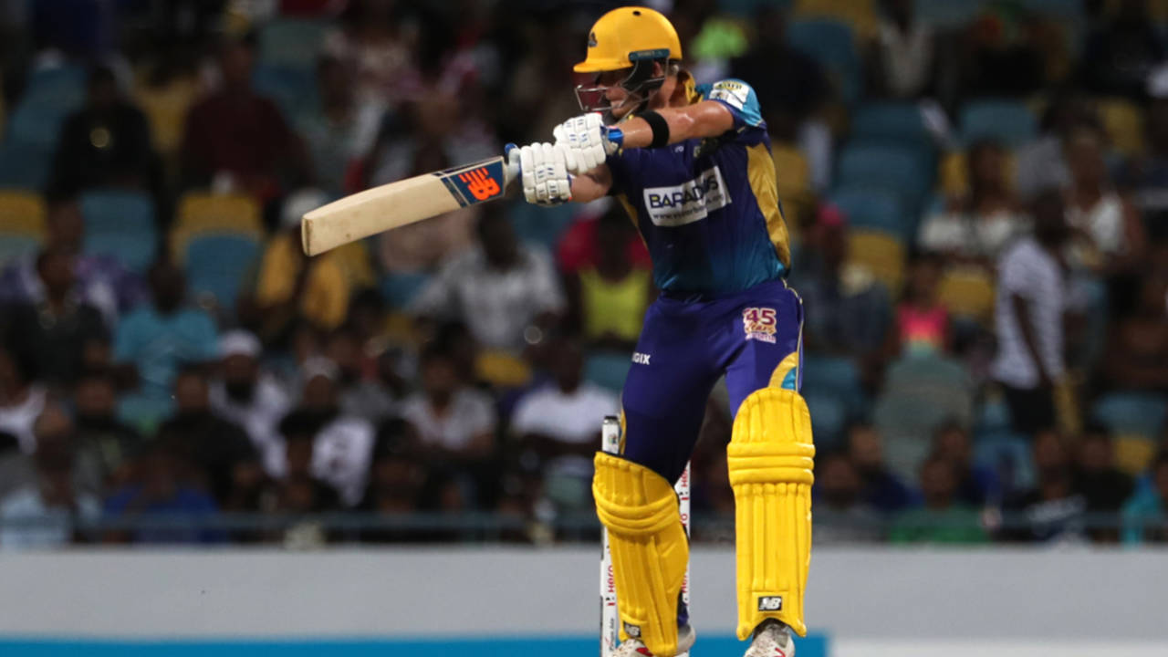 Steven Smith slaps one off the back foot, Barbados Tridents v Guyana Amazon Warriors, CPL 2018, Bridgetown, August 31, 2018