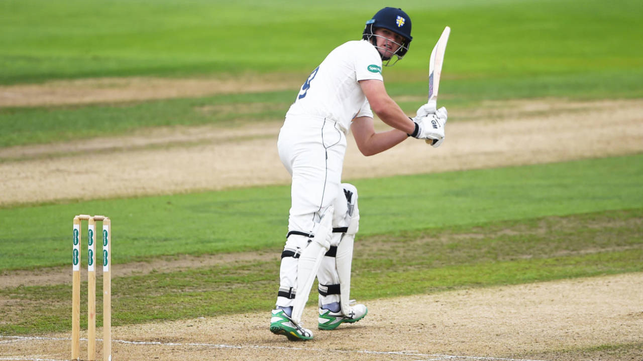Alex Lees works the ball behind square on the leg side, Warwickshire v Durham, Specsavers Championship, Division Two, Edgbaston, September 5, 2018