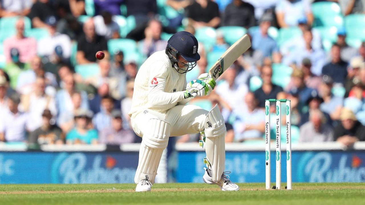 Keaton Jennings cops a blow to the helmet from a bouncer, England v India, 5th Test, The Oval, 1st day, September 7, 2018