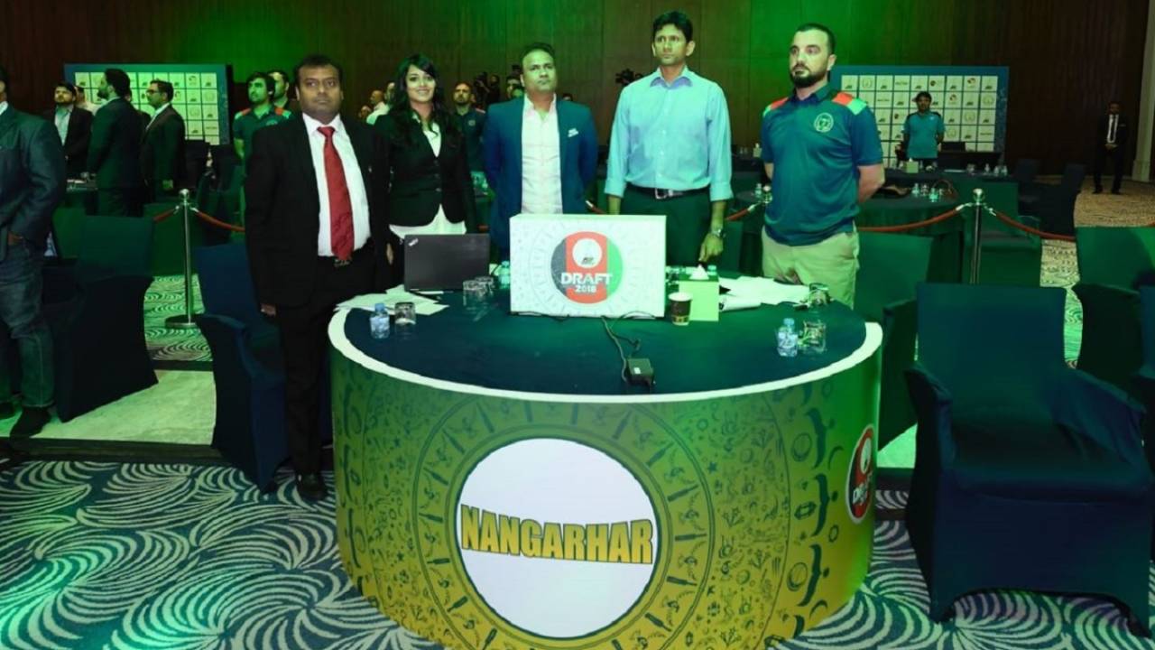 The Nangarhar franchise, coached by Venkatesh Prasad, pose for a picture, Kabul, September 10, 2018