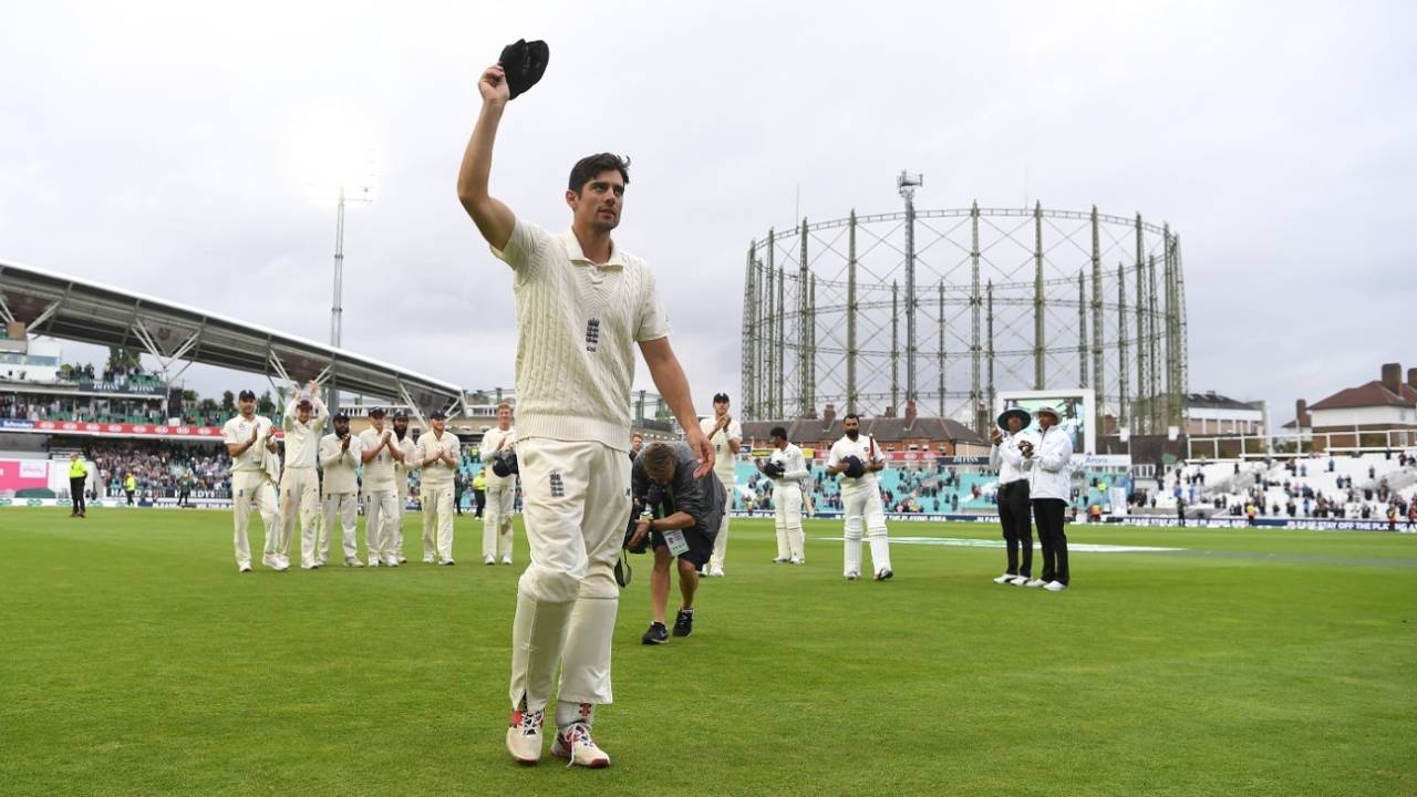 Alastair Cook leads the players off the field at the end of his final Test&nbsp;&nbsp;&bull;&nbsp;&nbsp;Getty Images
