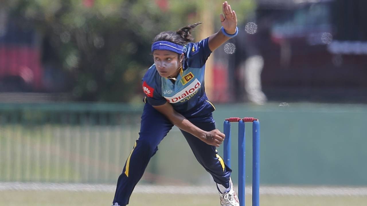 Sripali Weerakkody delivers a ball, Sri Lanka women v India women, 2nd ODI, Galle, September 13, 2018