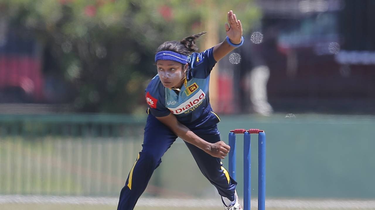 Sripali Weerakkody delivers a ball, Sri Lanka women v India women, 2nd ODI, Galle, September 13, 2018