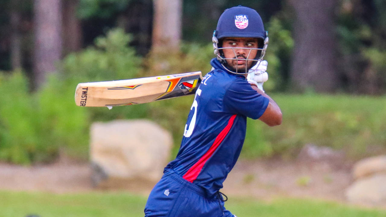 Monank Patel cuts behind point for a boundary to bring up his maiden century for USA, USA v Belize, ICC World Twenty20 Americas Sub Regional Qualifier A, Morrisville, September 21, 2018