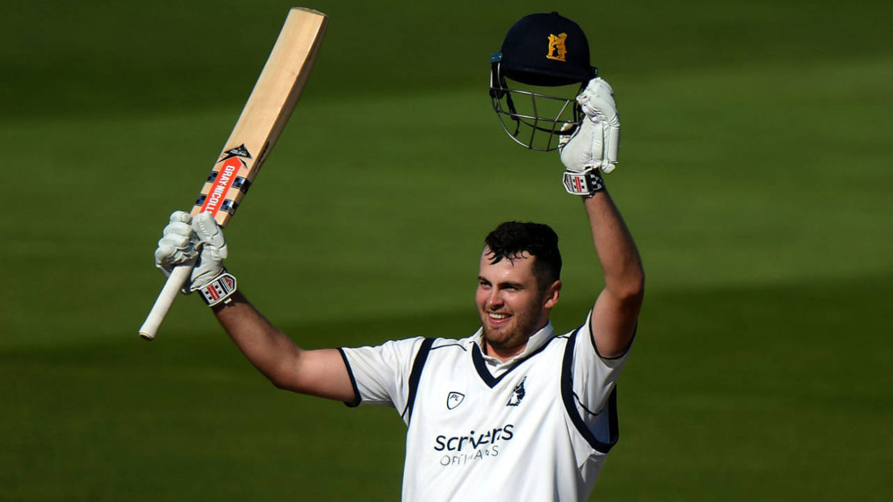 Dominic Sibley removes his helmet on reaching three figures, Warwickshire v Kent, County Championship, Division Two, Edgbaston, September 25, 2018