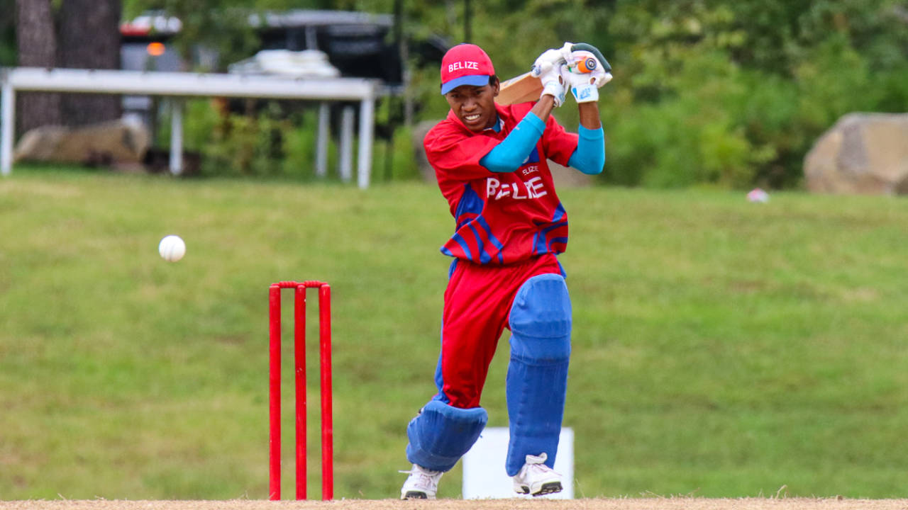 Aaron Muslar drives down the ground, Belize v Panama, ICC World Twenty20 Americas Sub Regional Qualifier A, Morrisville, September 25, 2018