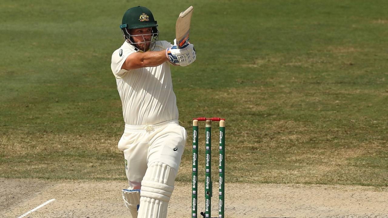 Aaron Finch pulls, Pakistan v Australia, 1st Test, Dubai, 4th day, October 10, 2018