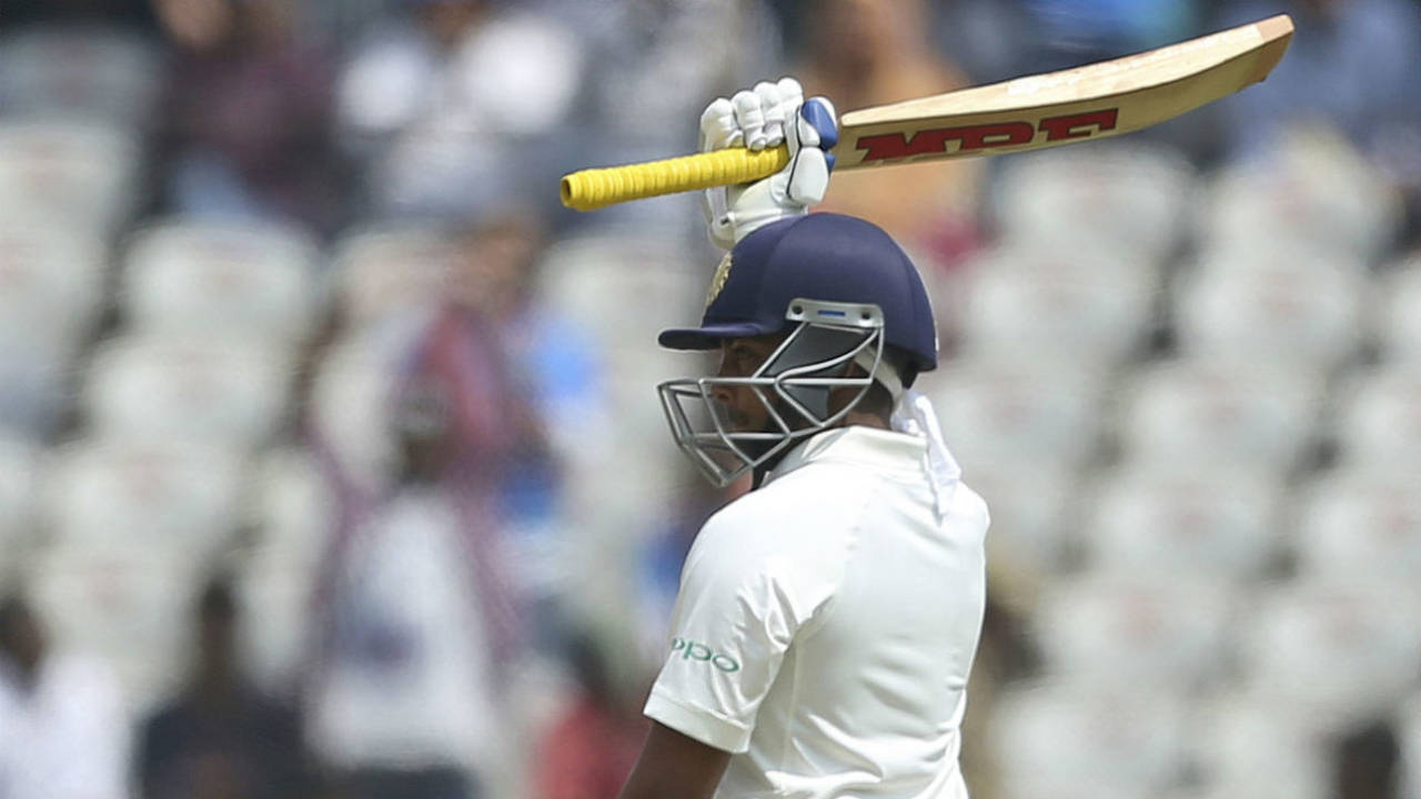 Prithvi Shaw after raising his second successive fifty plus score in Tests, India v West Indies, 2nd Test, Hyderabad, 2nd day, October 13, 2018