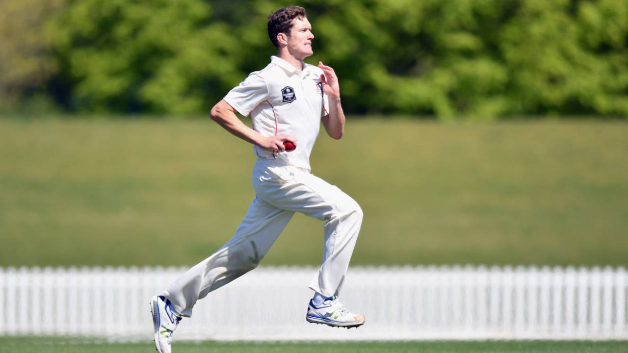 Will Williams runs in to bowl, Canterbury v Northern Districts, Plunket Shield 2018-19, Christchurch, 2nd day, October 18, 2018