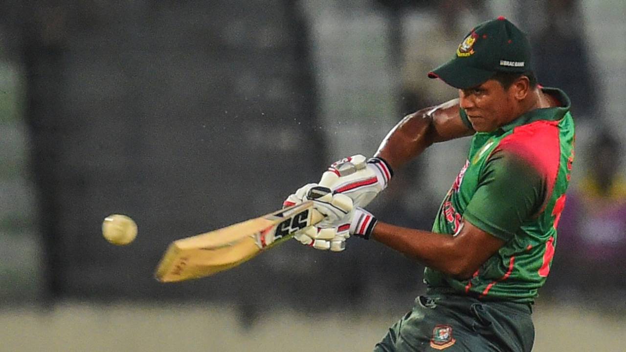 Mohammad Saifuddin plays a shot, Bangladesh v Zimbabwe, 1st ODI, Mirpur, October 21, 2018