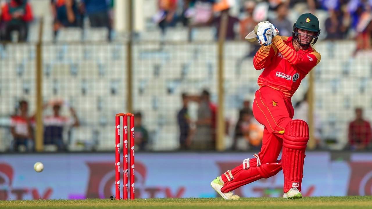 Sean Williams plays into the leg side, Bangladesh v Zimbabwe, 3rd ODI, Chittagong, October 26, 2018