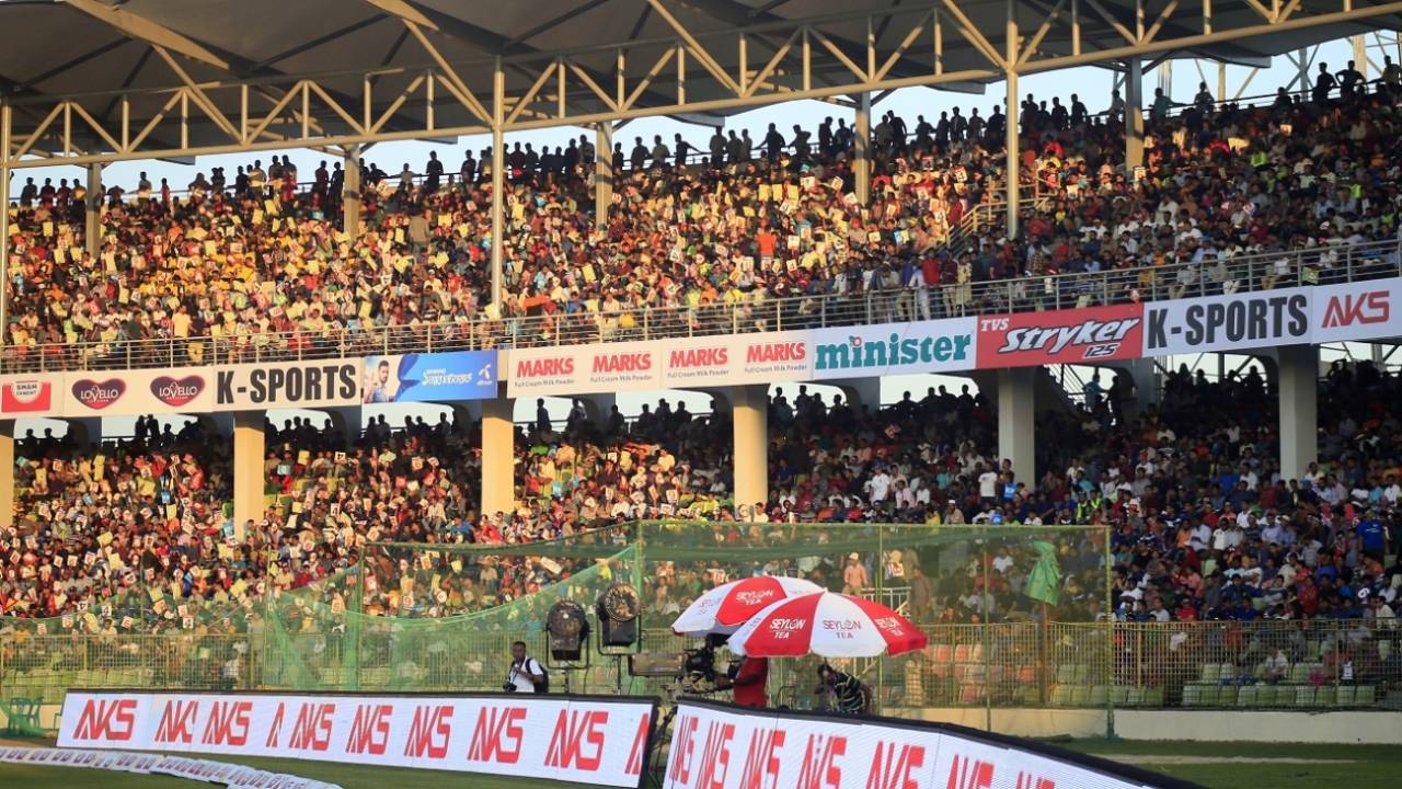 A packed house at the Sylhet International Cricket Stadium witnesses the action, Sylhet, October 31, 2018