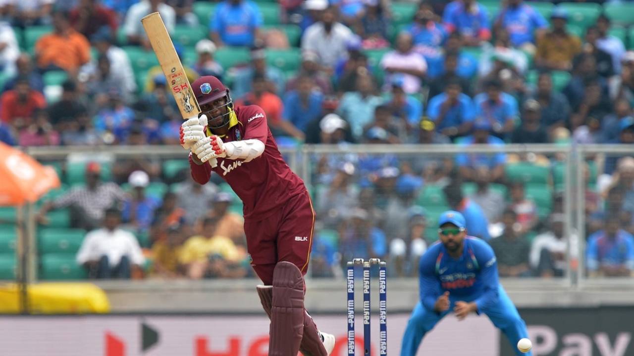 Marlon Samuels flicks through midwicket, India v West Indies, 5th ODI, Thiruvananthapuram, November 1, 2018