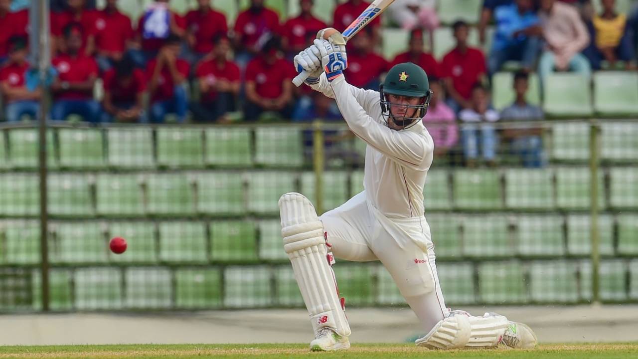 Sean Williams crunches one through the off side, Bangladesh v Zimbabwe, 1st Test, Sylhet, 1st day, November 3, 2018