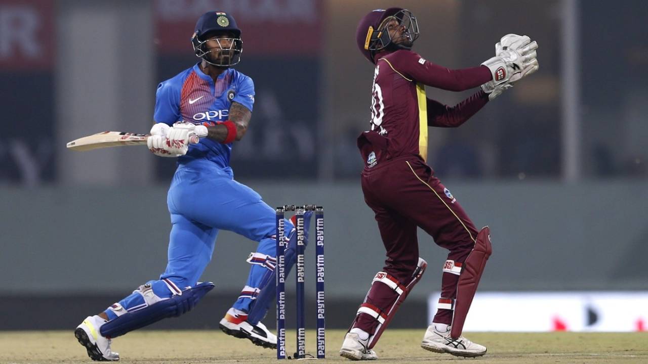 KL Rahul reverse pulls the ball, India v West Indies, 2nd T20I, Lucknow, November 6, 2018