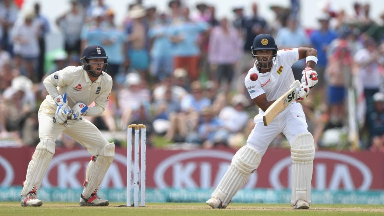 Dinesh Chandimal plays the ball square, Sri Lanka v England, 1st Test, Galle, 2nd day, November 7, 2018