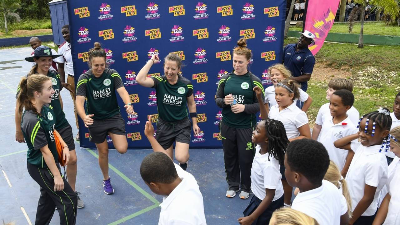 Ireland's players attend a community outreach programme in the Caribbean, Antigua, November 6, 2018