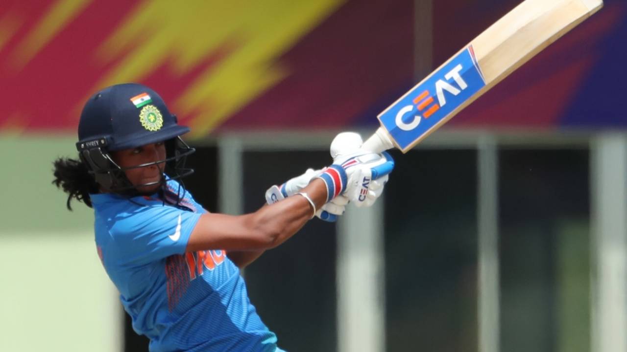 Harmanpreet Kaur goes for the big one, India v New Zealand, Women's World T20, Guyana, November 9, 2018